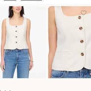 JCrew Squareneck linen-blend vest